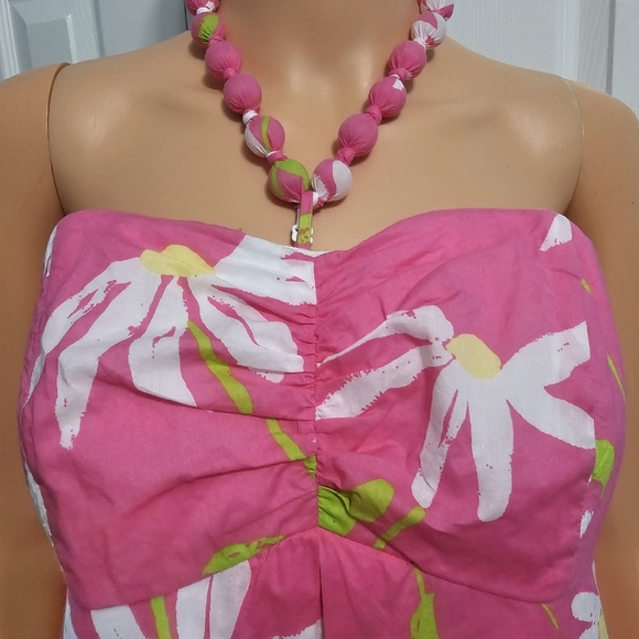 Lilly Pulitzer Betsey Pink Floral Strapless Barbiecore Dress Sz 10 - Picture 2 of 5